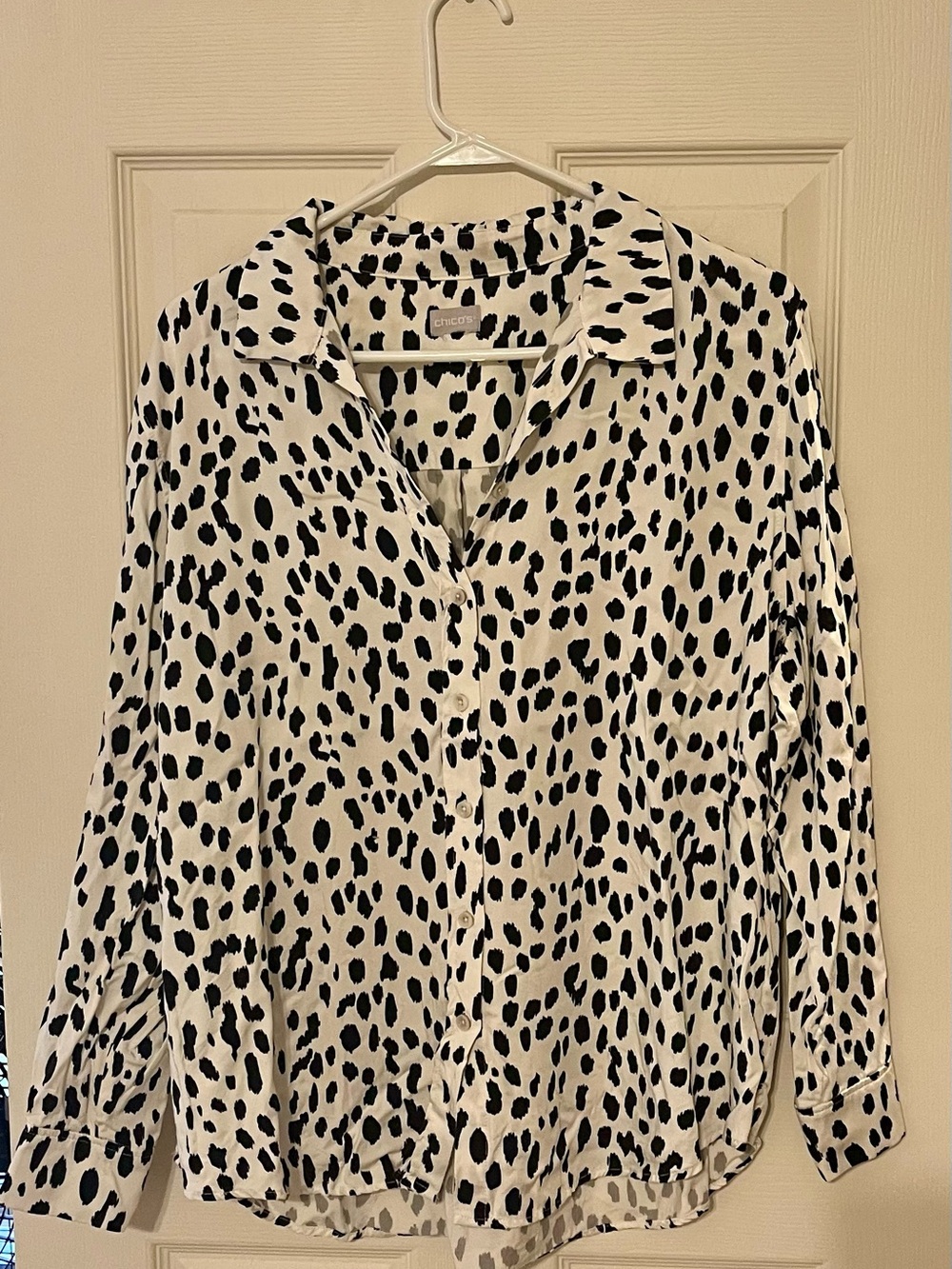 Chico's Black & White Spotted Button-Down Blouse